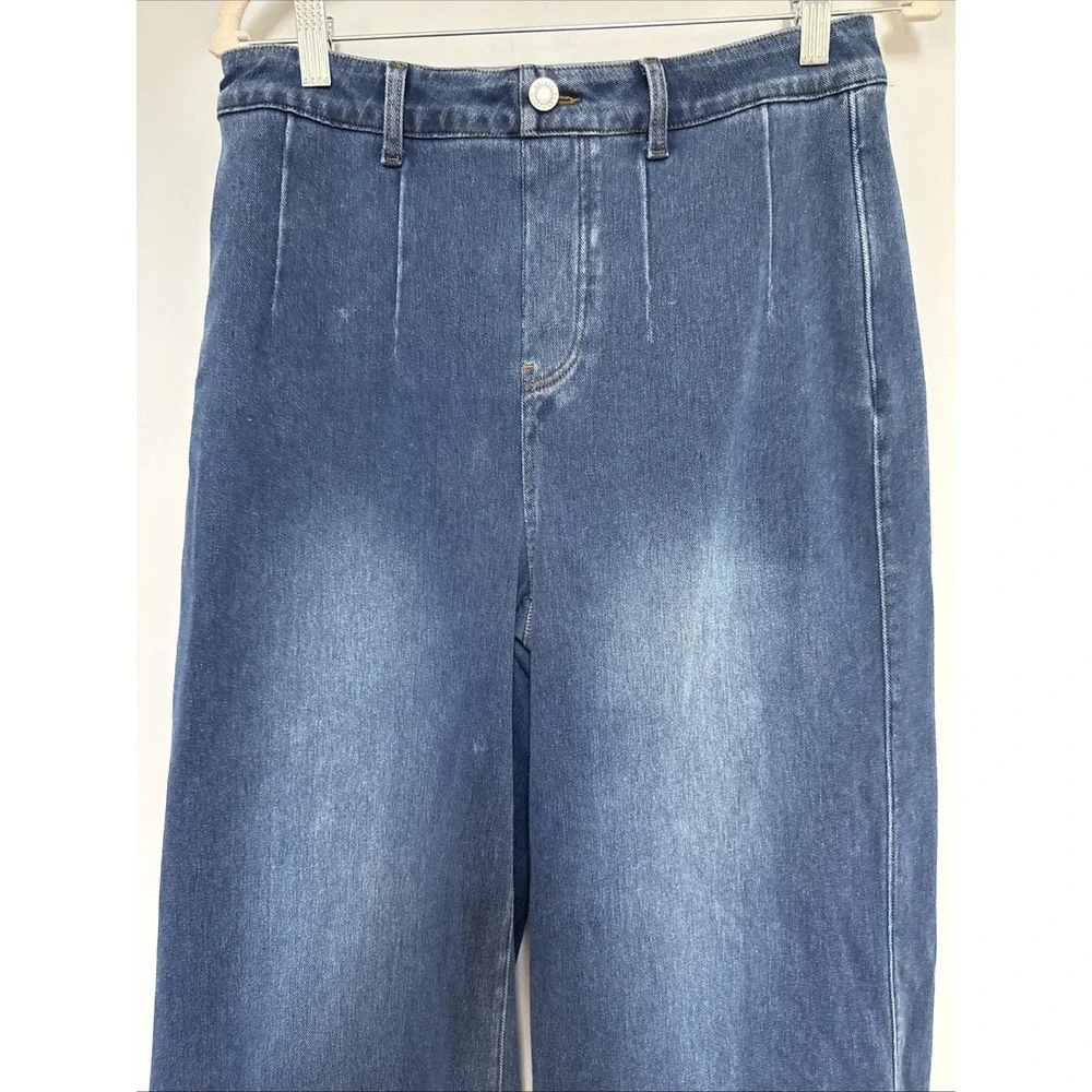 Halara Flex High Waisted Tummy Control Wide Leg Casual  Blue Jeans Size Petite L - Picture 11 of 16